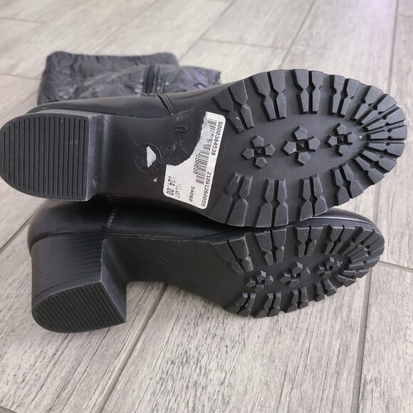 GLOBALWIN Black Quilted Knee-High Block Heel Winter Boots Women’s Size 9 - Picture 9 of 10